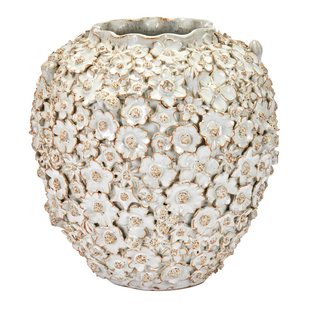 Large White Ceramic Floral Vase