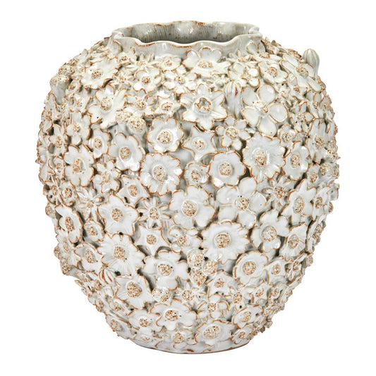 Large White Ceramic Floral Vase