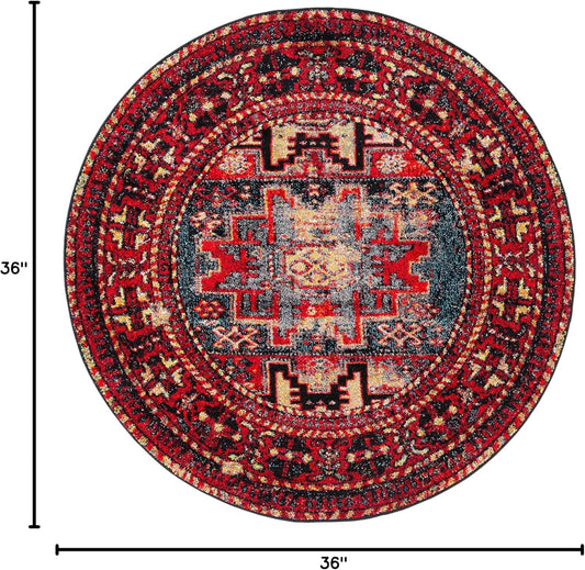 3' Round Red / Multi  Oriental Traditional Persian Non-Shedding Dining Room Entryway Foyer Living Room Bedroom Area Rug