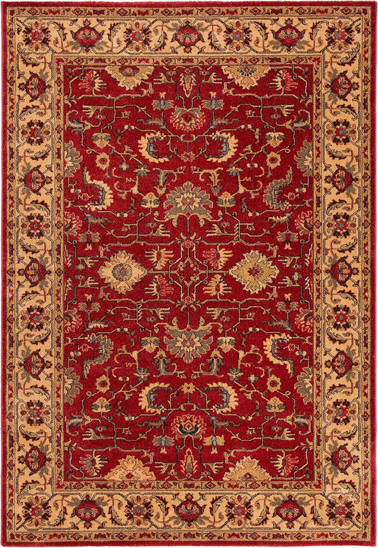 Rug - 3' x 5', Red & Beige, Traditional Oriental Design, Non-Shedding & Easy Care, Ideal for High Traffic Areas in Entryway, Living Room, Bedroom